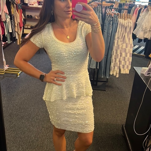 BCBGMAXAZRIA White Sequin Dress - Picture 1 of 4